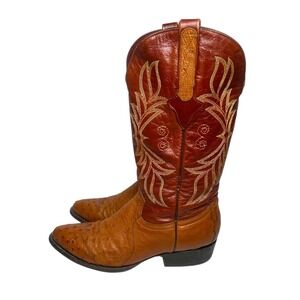 CUADRA Mens Full Quill Ostrich Leather Ponted Toe Western Cowboy Boots Size 8